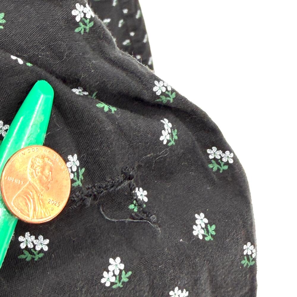 Vintage 80s Hiebaum Green Black Cotton Folk Cottagecore Ruffle Dirndl Dress - Picture 8 of 9